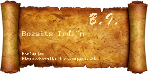 Bozsits Irén névjegykártya